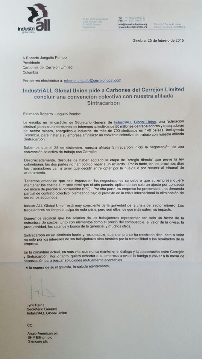 INDUSTRIALL A CERREJON 25 FEB